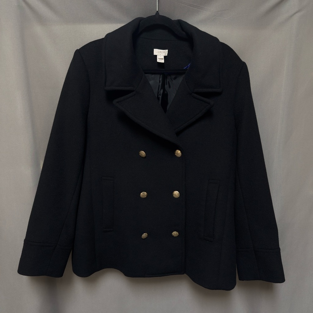 J.Crew Tailored Wool Peacoat — Plus Size 20 — Black Neutral Chic Winter Preppy - Picture 6 of 9